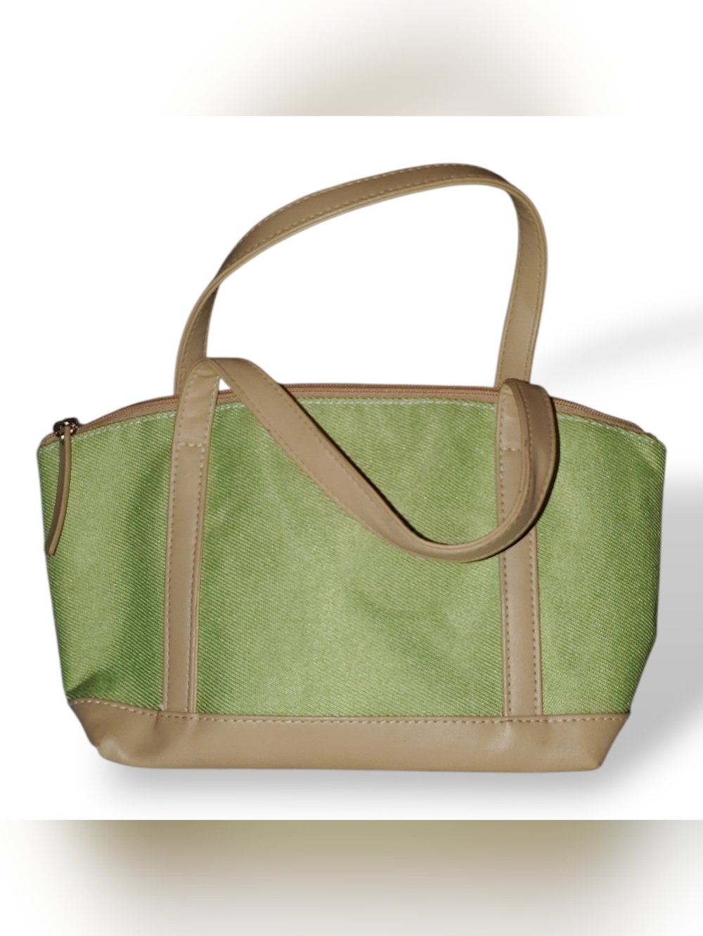 Estee Lauder Green Canvas Tote with Tan Trim